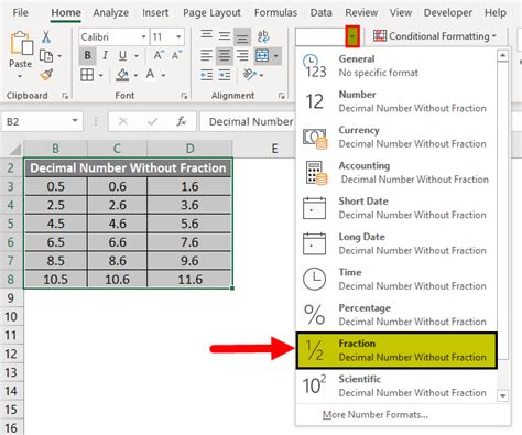 how to write fraction 1 2 in excel