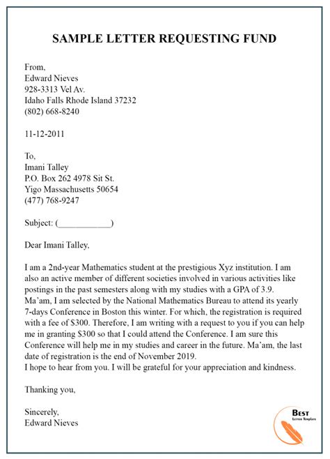 how to write funding request letter