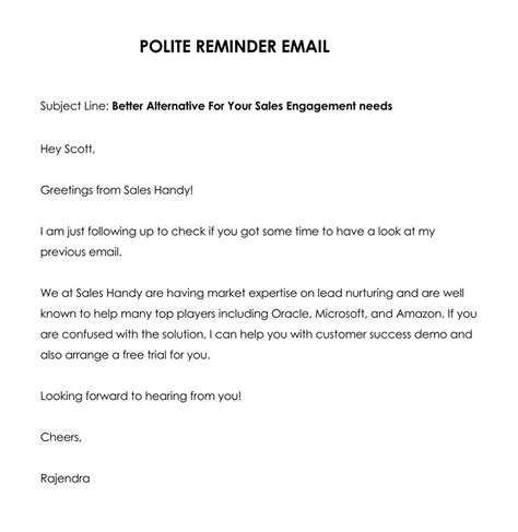 how to write gentle reminder email examples