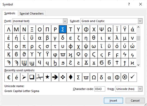 how to write greek letters in excel