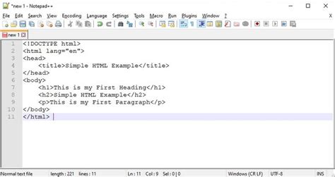 how to write html code using notepad