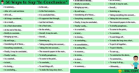 how to write in conclusion in other words
