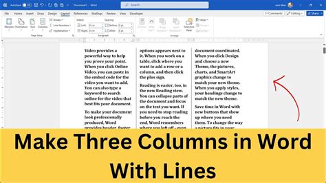 how to write in three columns in word