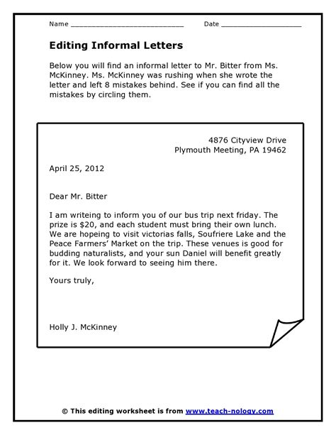 how to write informal letter and example