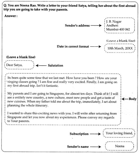 how to write informal letter class 10 icse