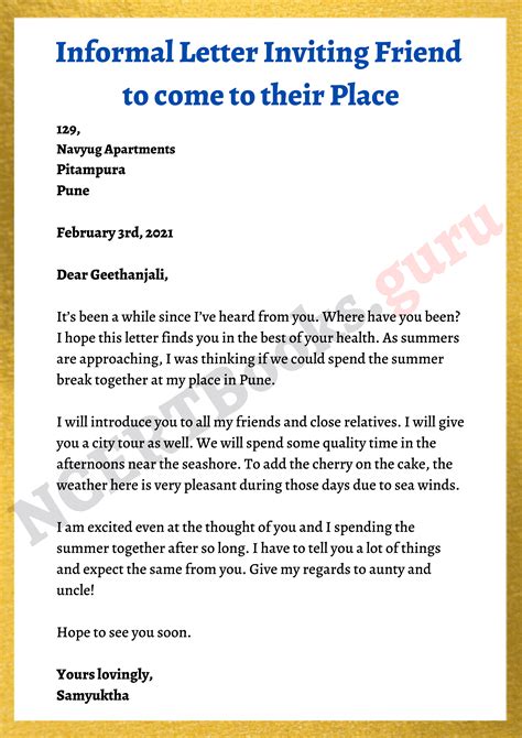 how to write informal letter example