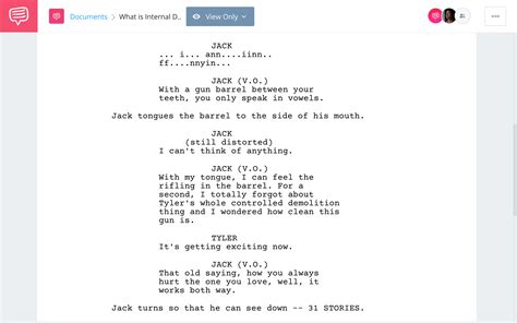 how to write inner dialogue in a screenplay
