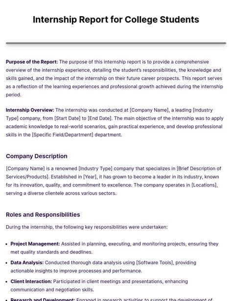 how to write internship report for college students