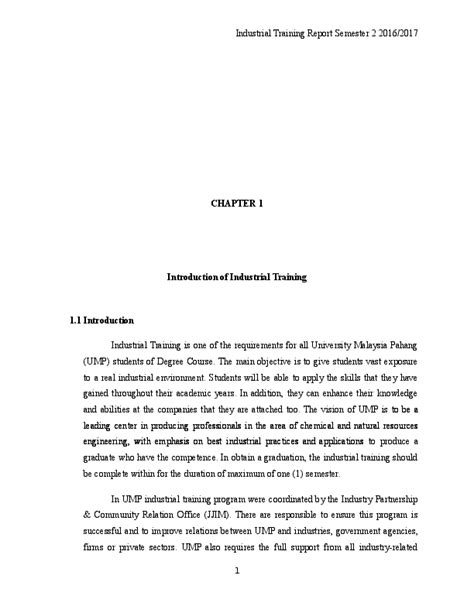 how to write introduction for industrial training report