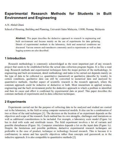 how to write introduction in experimental research