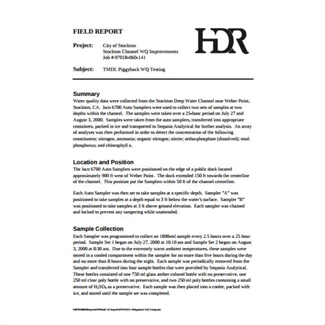 how to write introduction in field report