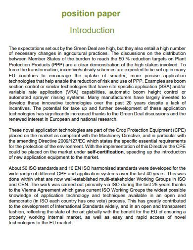 how to write introduction in position paper example