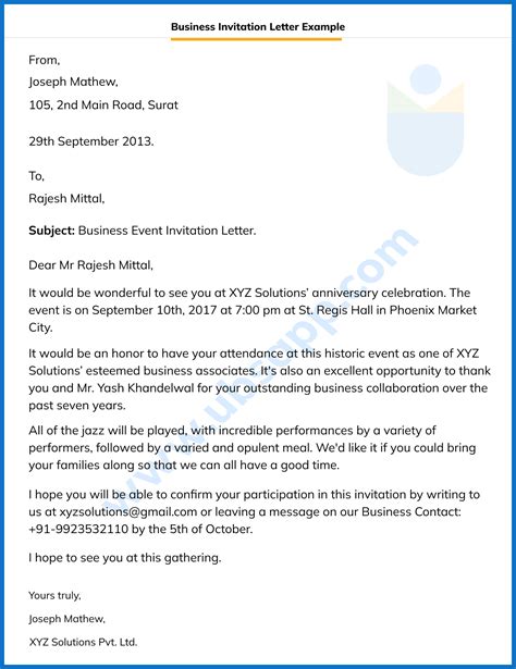 how to write invitation letter for an event