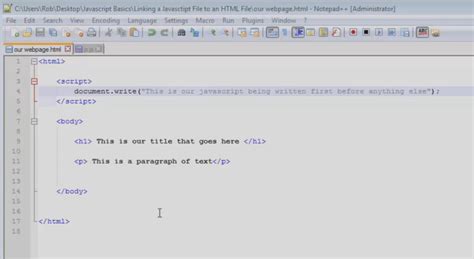how to write javascript in notepad