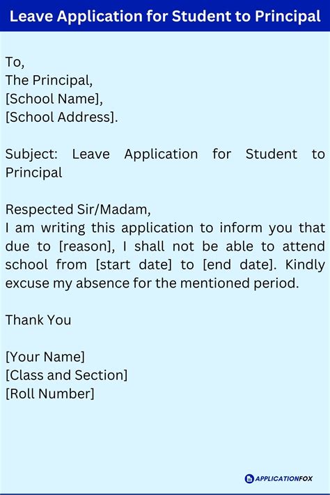 how to write leave application for school as a student
