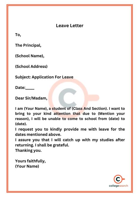 how to write leave application in english