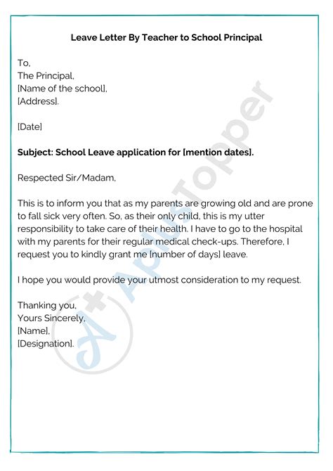 how to write leave letter in cbse format