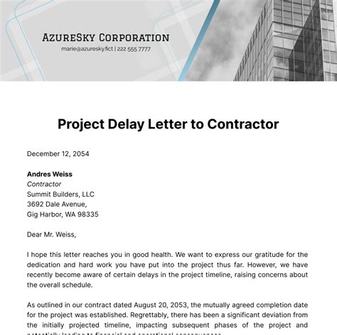 how to write letter for delay in project