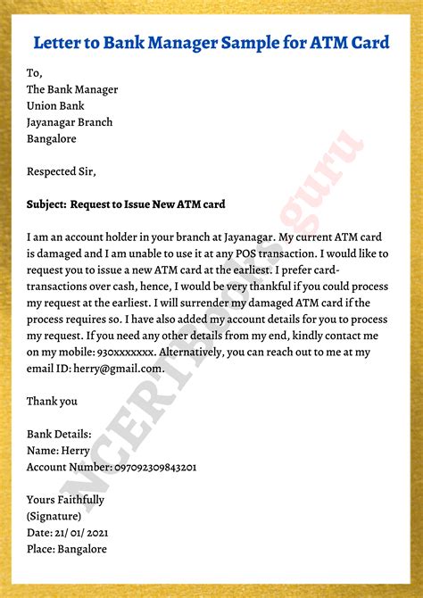 how to write letter to branch manager of bank