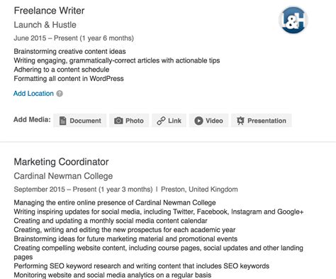 how to write linkedin role description