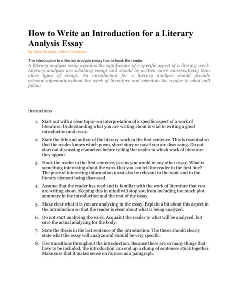 how to write literary analysis introduction