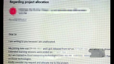 how to write mail to manager for requesting release from project in tcs