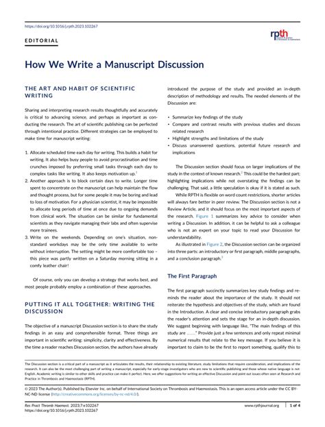 how to write manuscript discussion