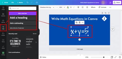 how to write mathematical equation in canva