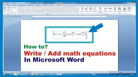 how to write mathematical equation in ms word