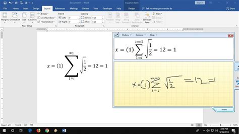 how to write mathematical equation in word