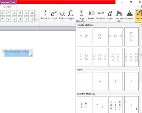 how to write matrix in word online