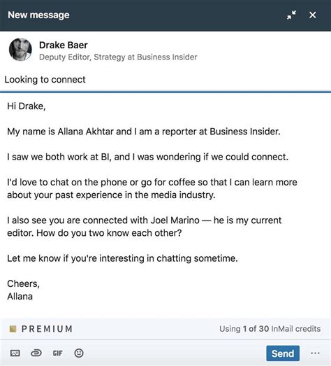 how to write message in linkedin for job
