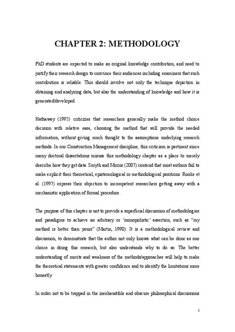 how to write methodology chapter in phd thesis