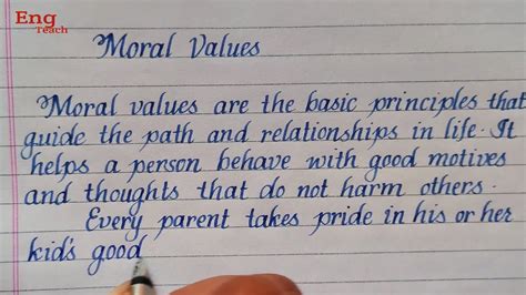 how to write moral values in calligraphy