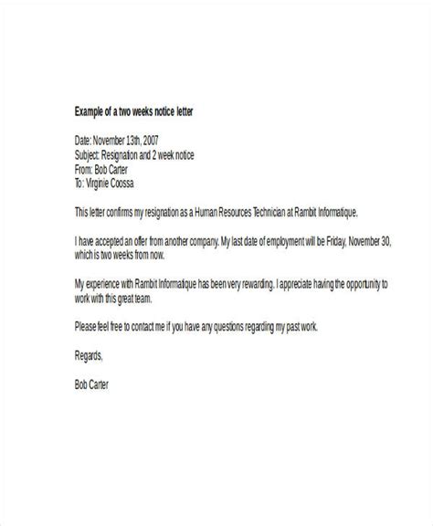how to write my notice for work template