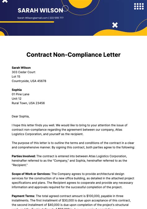 how to write non compliance