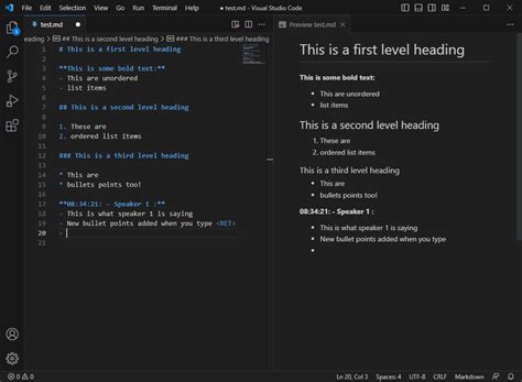 how to write notes in vs code