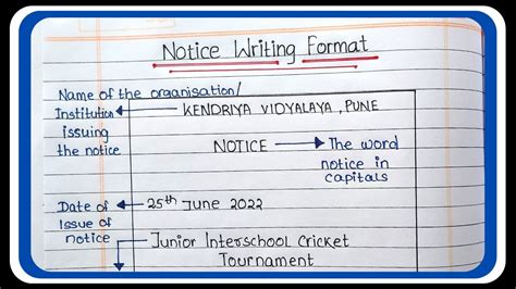 how to write notice writing format