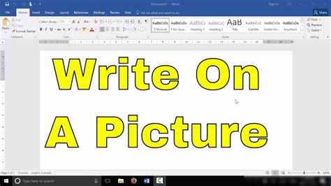 how to write on a picture in ms word