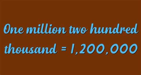 how to write one million two hundred thousand in figures