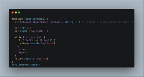 how to write palindrome program in javascript