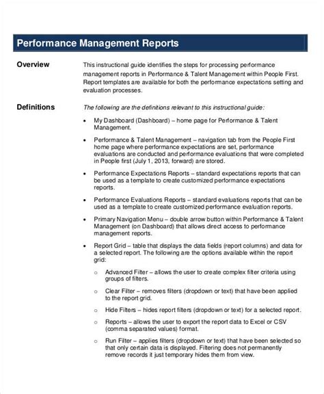 how to write performance report sample