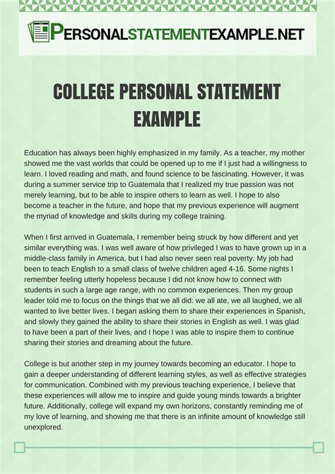 how to write personal statement for college example