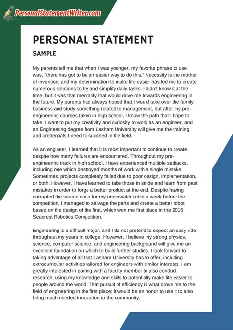 how to write personal statement sample