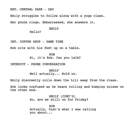 how to write phone dialogue in a screenplay