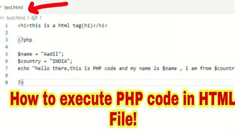 how to write php code in html file