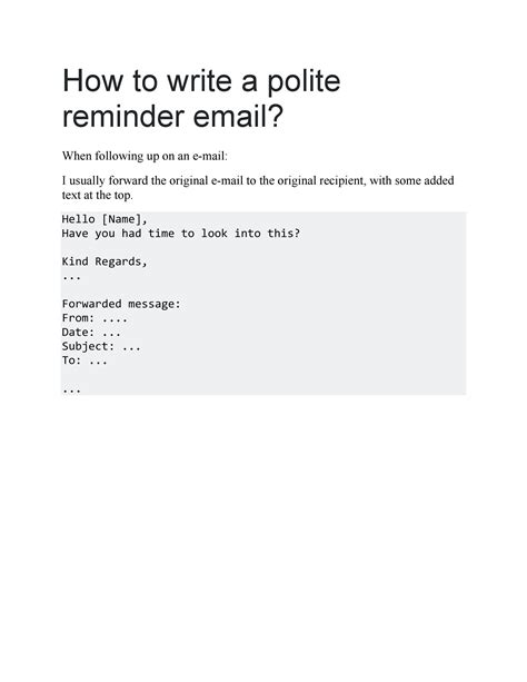 how to write polite gentle reminder email