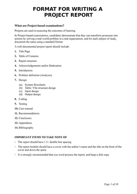 how to write project report in english