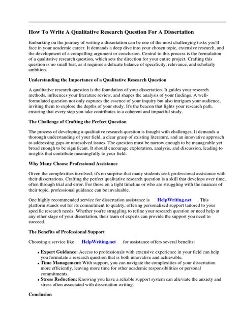 how to write qualitative research questions for a dissertation