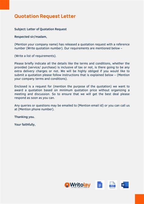 how to write quotation email